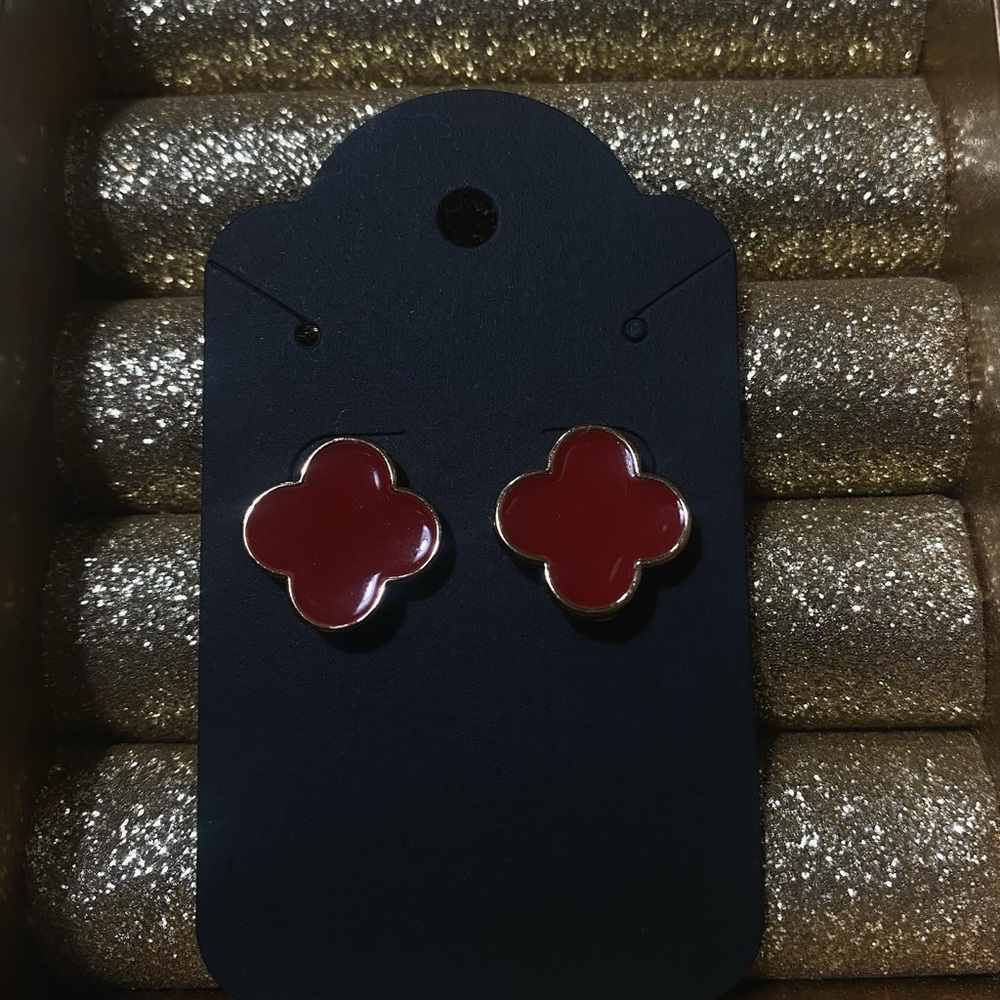 Red Clover Stud Earrings